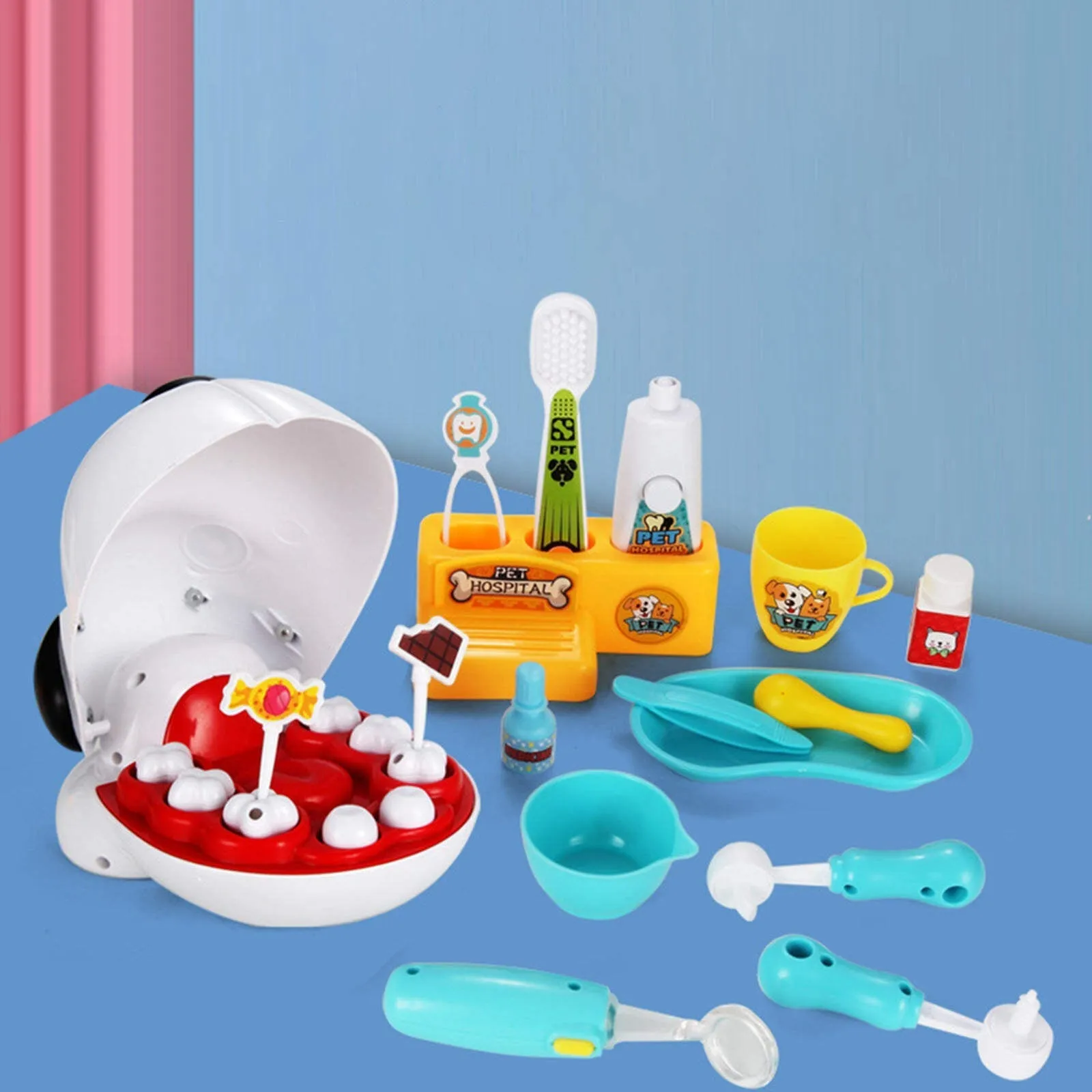 17 PCS Kids Pets Dentist Play Set