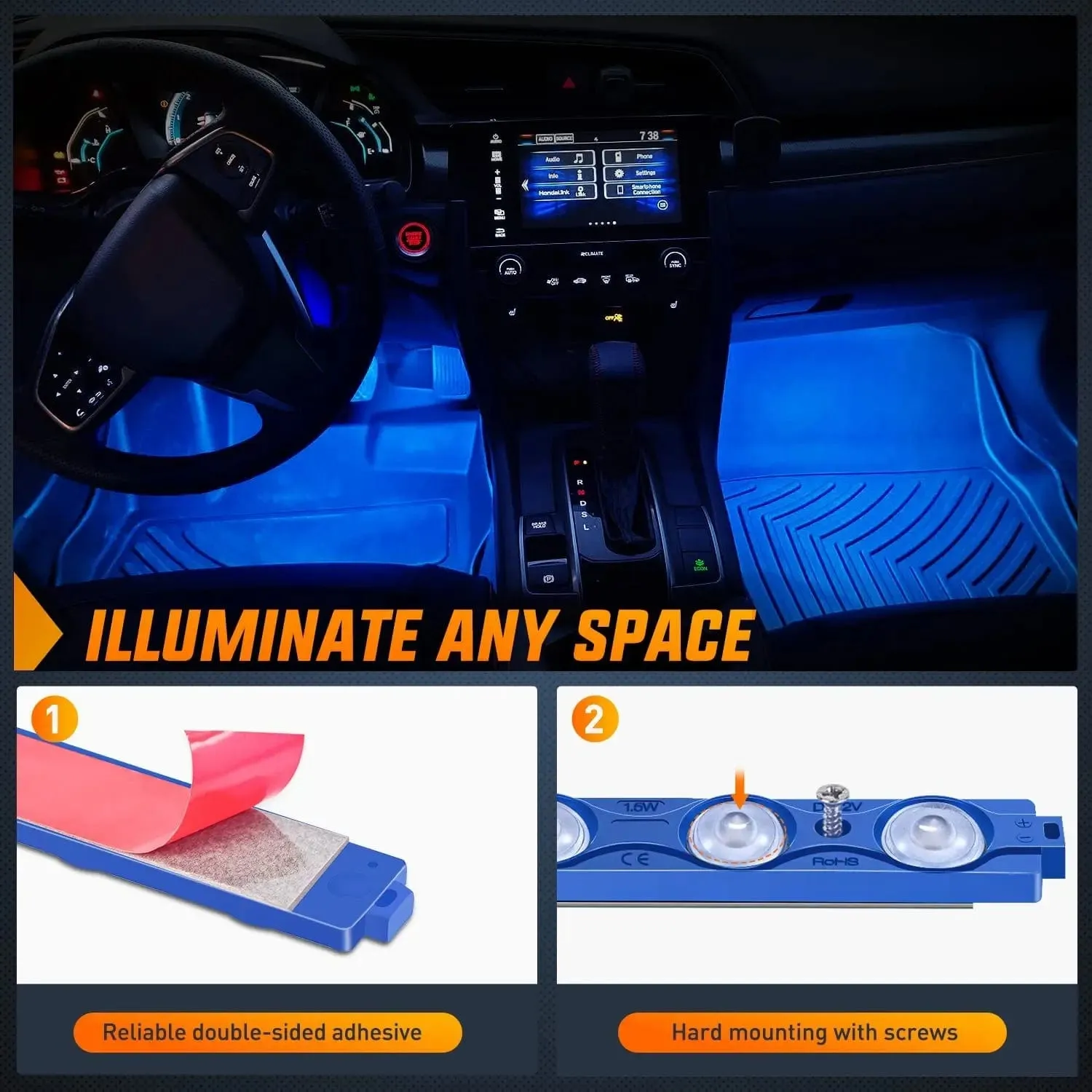 24 LEDs Blue Ultra-Bright Light Kit (8 Pcs)