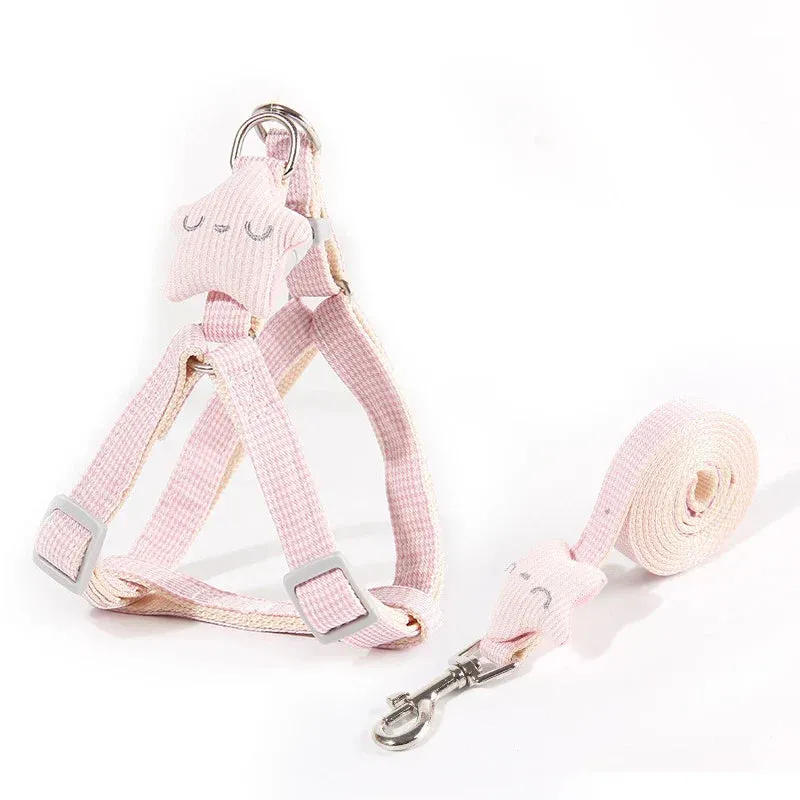 Adjustable Starfish-Themed Pet Harness and Leash Set for Small Dogs and Cats