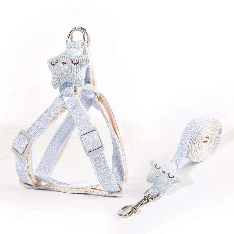 Adjustable Starfish-Themed Pet Harness and Leash Set for Small Dogs and Cats