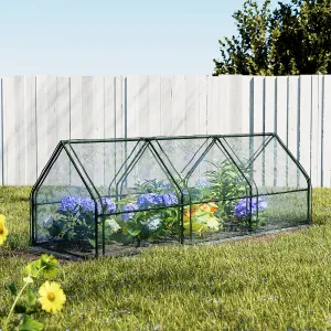 All-Weather PVC Mini Greenhouse with Raised Planter by Greenfingers