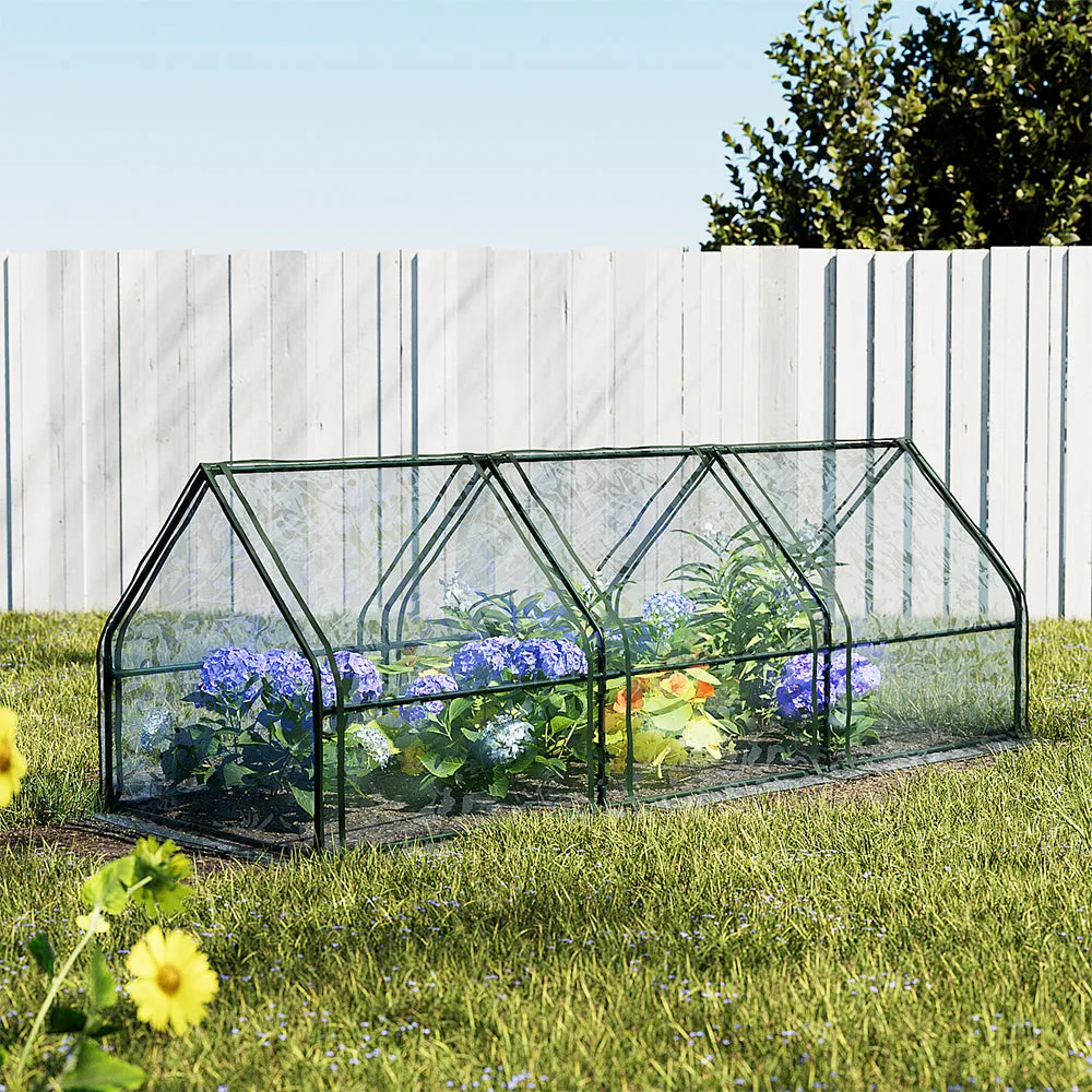 All-Weather PVC Mini Greenhouse with Raised Planter by Greenfingers