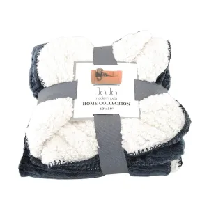 Cozy Fleece and Sherpa Dog Blanket - Royal Gray