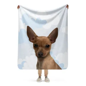 Custom Dog Portrait Sherpa Blanket | Cloudy Day
