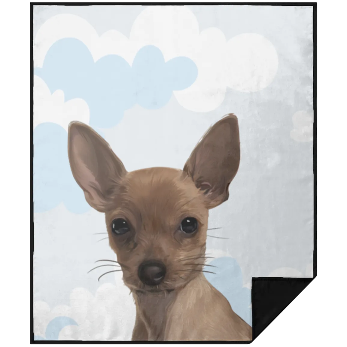 Custom Dog Portrait Sherpa Blanket | Cloudy Day