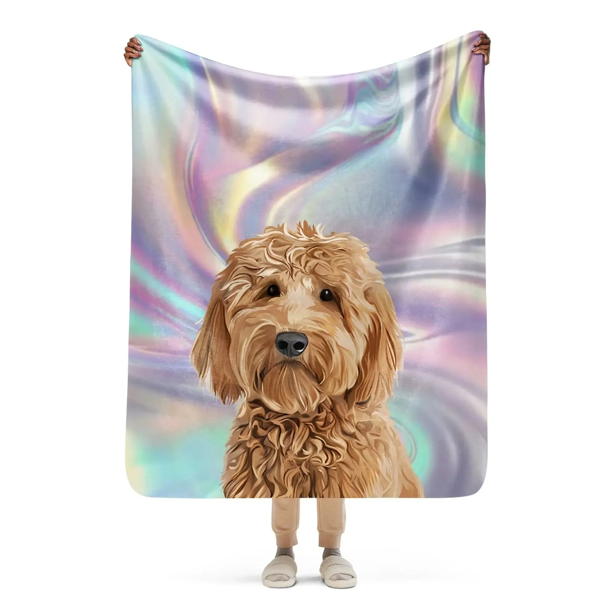 Custom Dog Portrait Sherpa Blanket | Opal