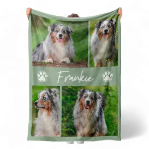Custom Pet Photo Collage Polyester Blanket - Personalized Gift for Pet Lovers