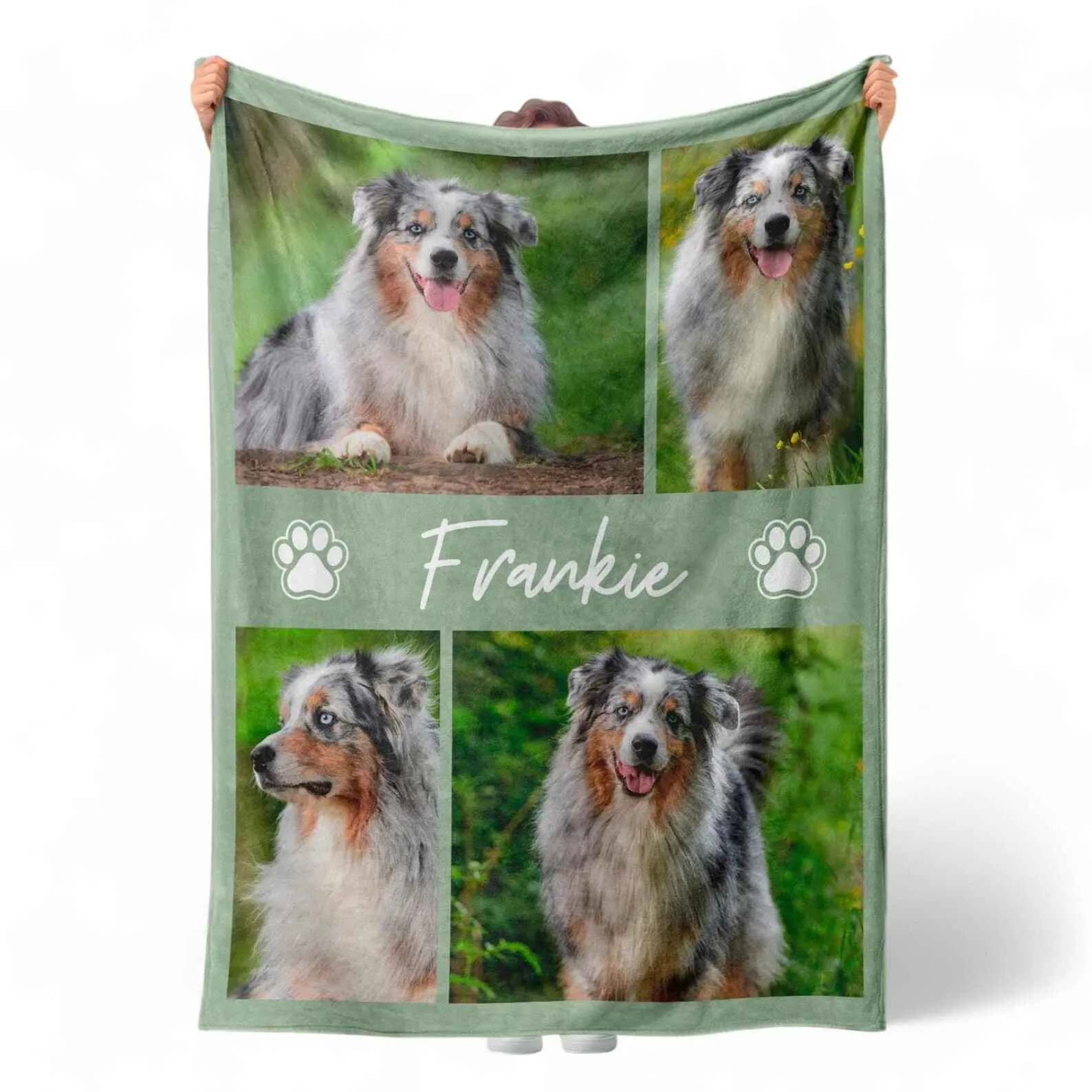 Custom Pet Photo Collage Polyester Blanket - Personalized Gift for Pet Lovers