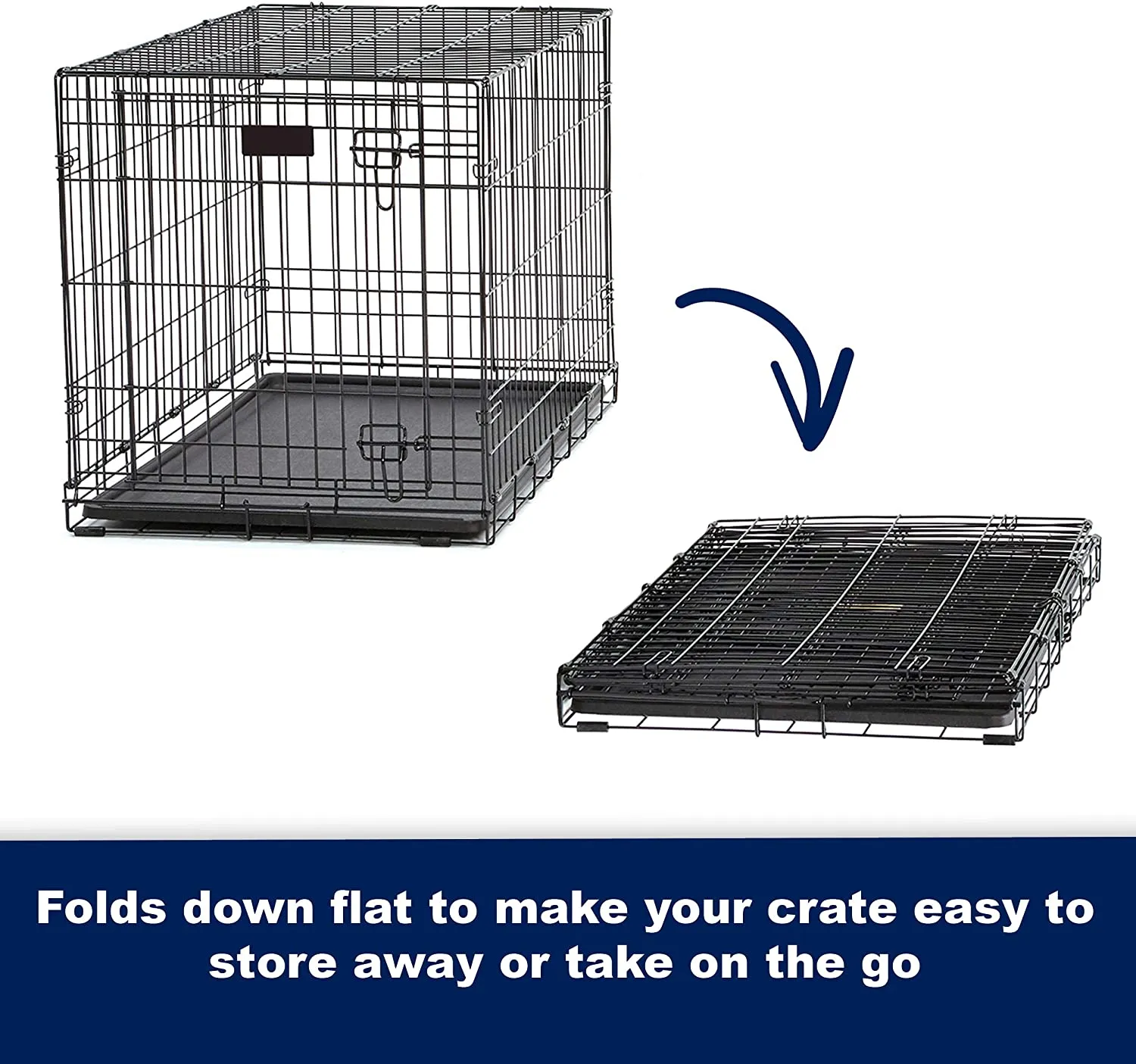 Double Door Folding Metal Dog Crate - Life Stages - Divider Panel, Floor Protecting Feet, Leak-Proof Dog Tray