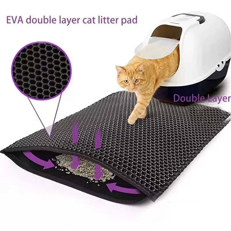 Double Layer Waterproof Cat Litter Mat | Non-Slip & Washable Pet Mat