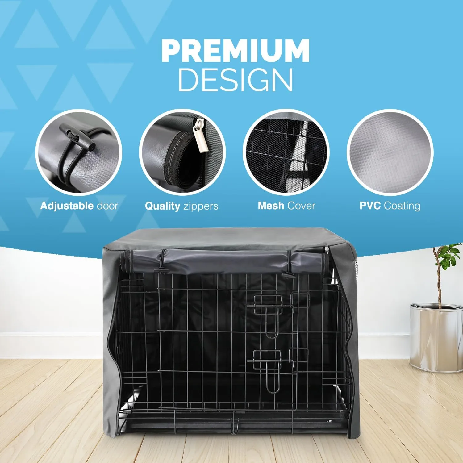 FurDreams Premium 24-Inch Dog Crate Cover – Polyester with PVC Coating, Rolling Doors & Breathable Mesh Windows – Easy Installation, Machine Washable – Ideal for Puppy Training