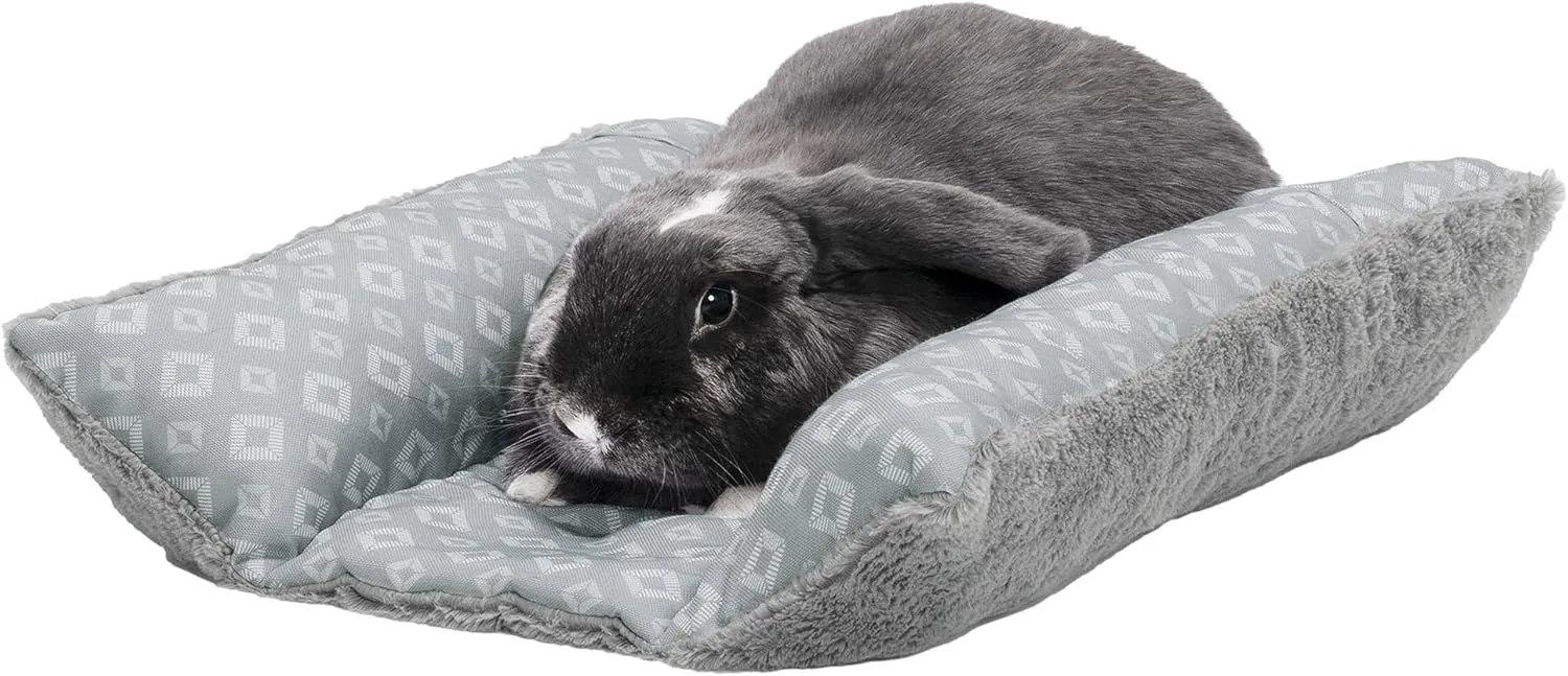 Furhaven Cat Bed for Indoor Cats, Washable w/ Removable Bolsters, For Pets Up to 9 lbs - Plush & Diamond Print Cuddle Loaf Mat - Gray, Small