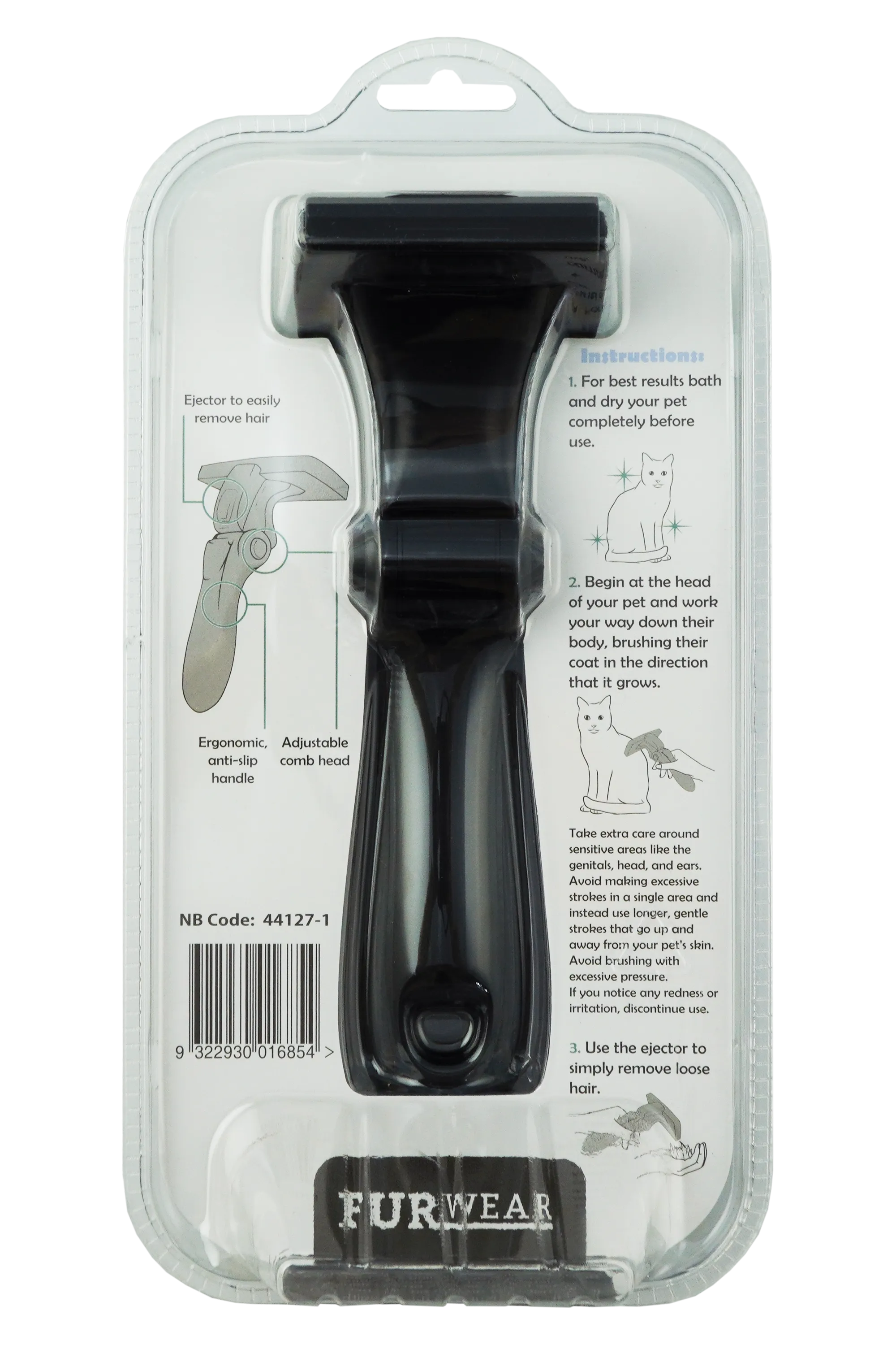 Furwear - DeShedding Tool for Cats (Short/Medium Hair)