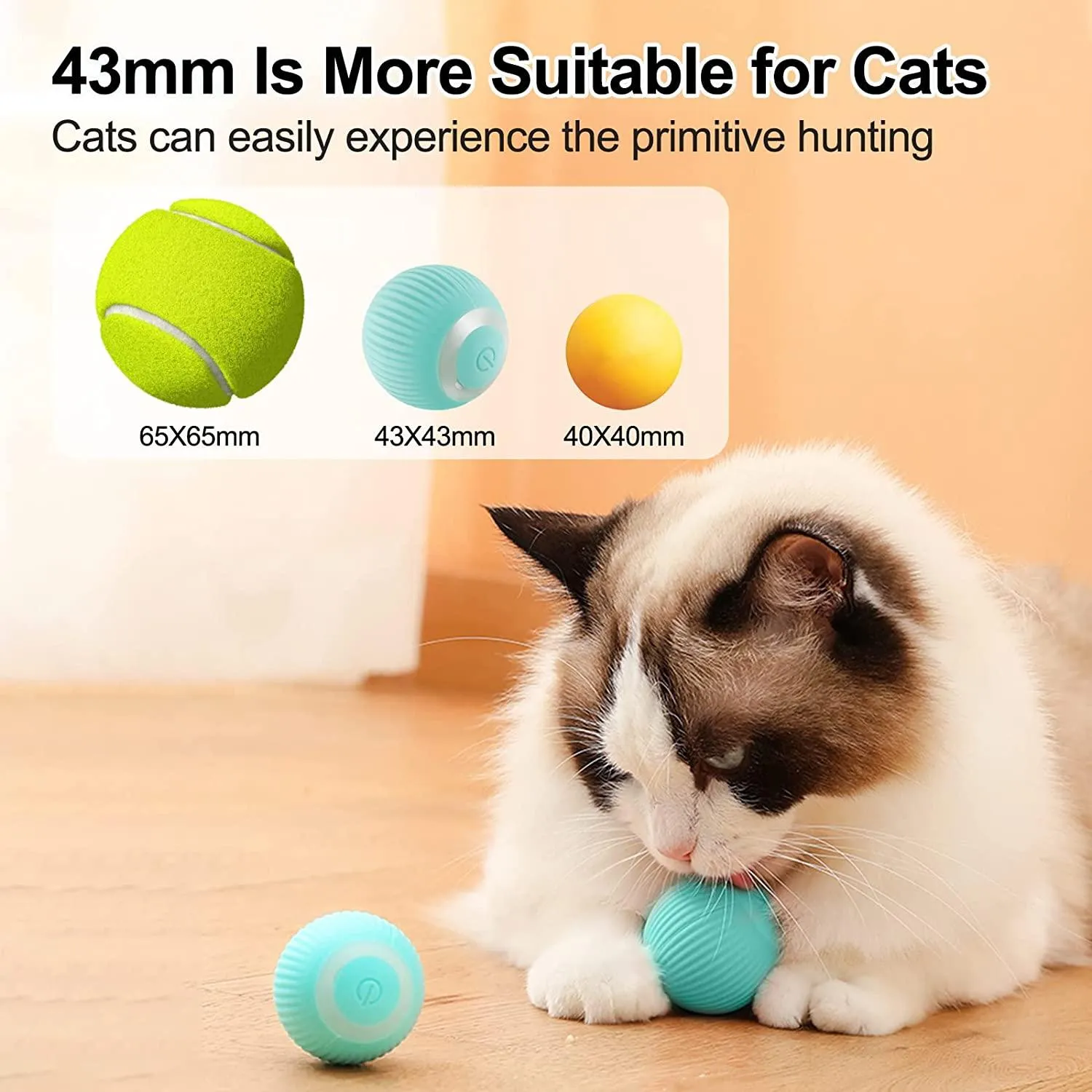 Havenfly Interactive Cat Ball Toy, Intelligent Indoor Automatic Moving Ball Puzzle Dispel Boredom USB Charging Pet Toy with Light, Fun Present for Kitten