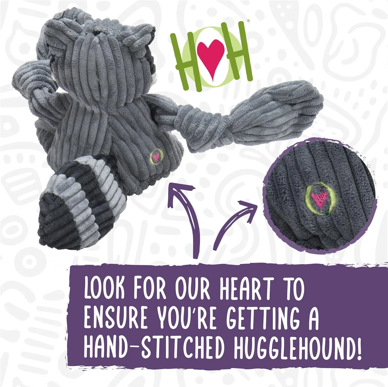 HuggleHounds Knottie Plush Dog Toy - Dog Stuffed Animal Toy, Squeaky Puppy Toys, for Small, Medium & Large Dogs, Durable Plush to Keep Them Busy - Bitsy Bunny, Large