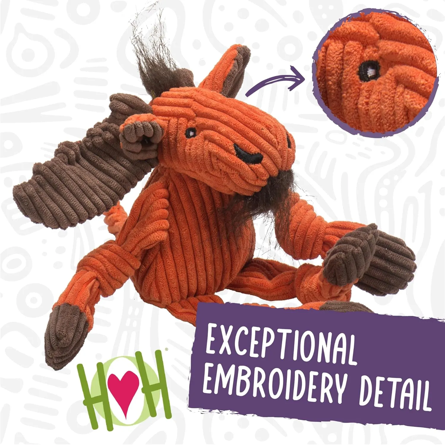 HuggleHounds Knottie Plush Dog Toy - Dog Stuffed Animal Toy, Squeaky Puppy Toys, for Small, Medium & Large Dogs, Durable Plush to Keep Them Busy - Bitsy Bunny, Large