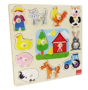 junior Goula Wooden Farm Silhouettes - Peg Puzzle (12 piece)