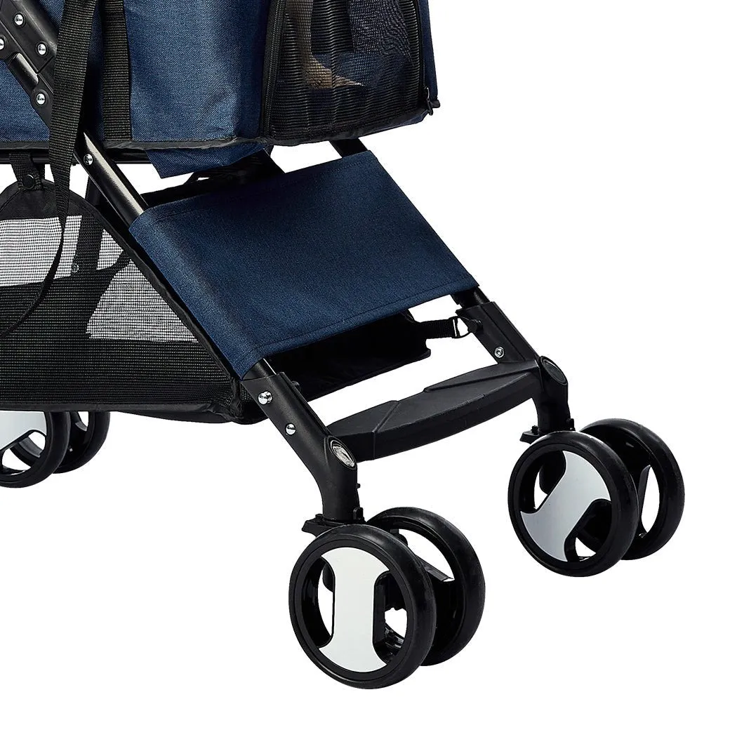Large Travel Foldable Pushchair Pet Stroller 3 in 1 -  Blue