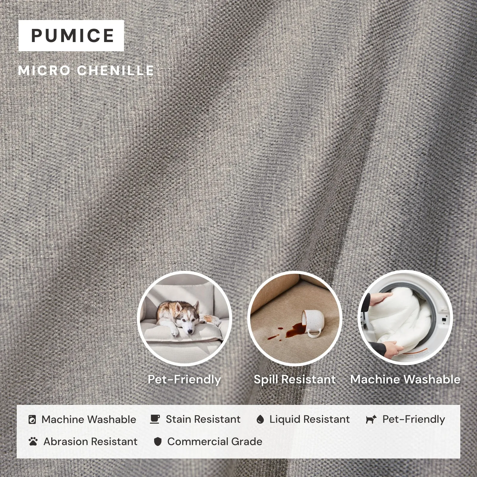 Modular Washable 4-Seater U-Sectional in Pumice | Memorix  Seat | Cloud Pillow