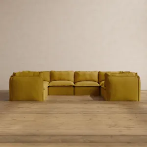Modular Washable 8-Seater U-Sectional in Kiiro | Memorix  Seat | Cloud Pillow