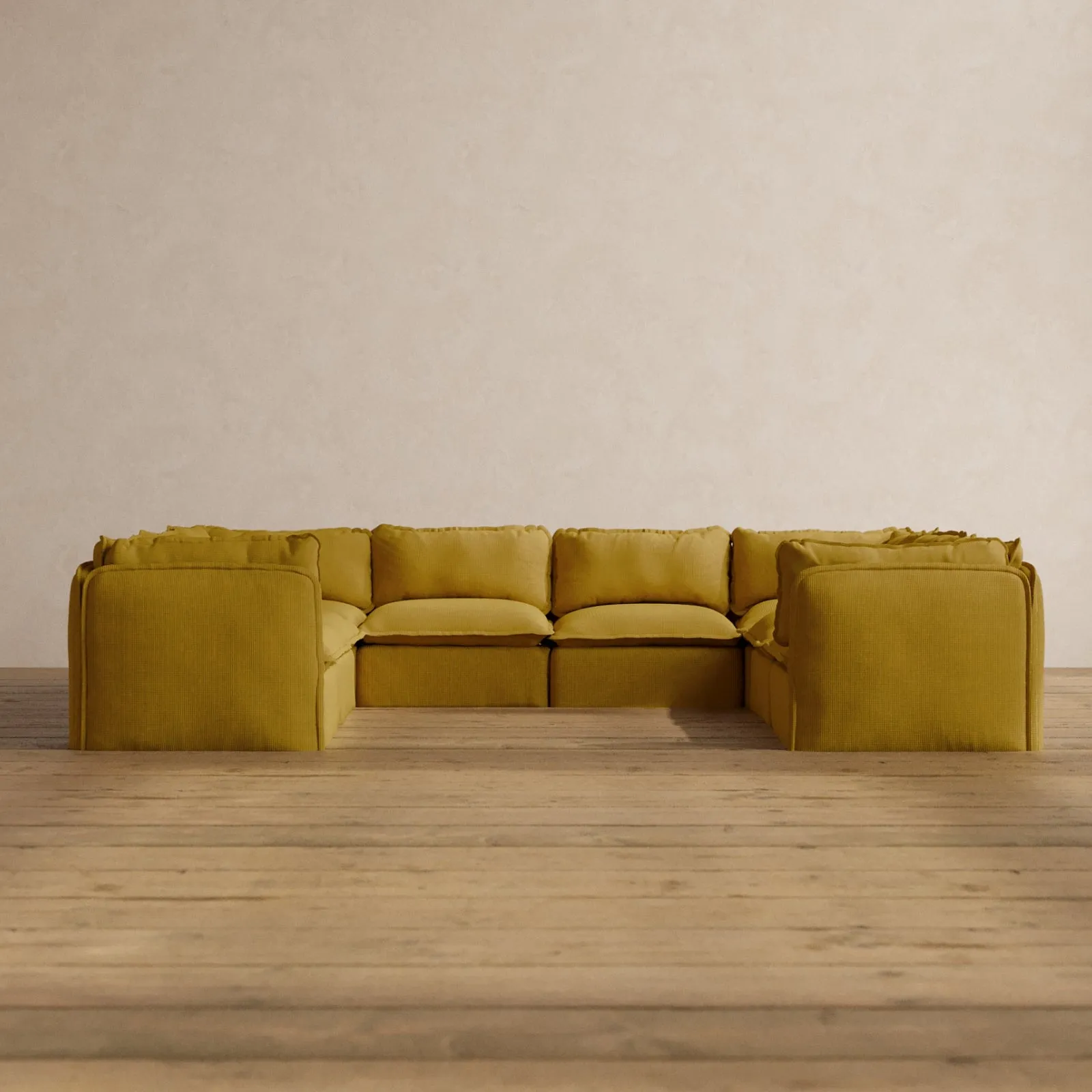 Modular Washable 8-Seater U-Sectional in Kiiro | Memorix  Seat | Cloud Pillow