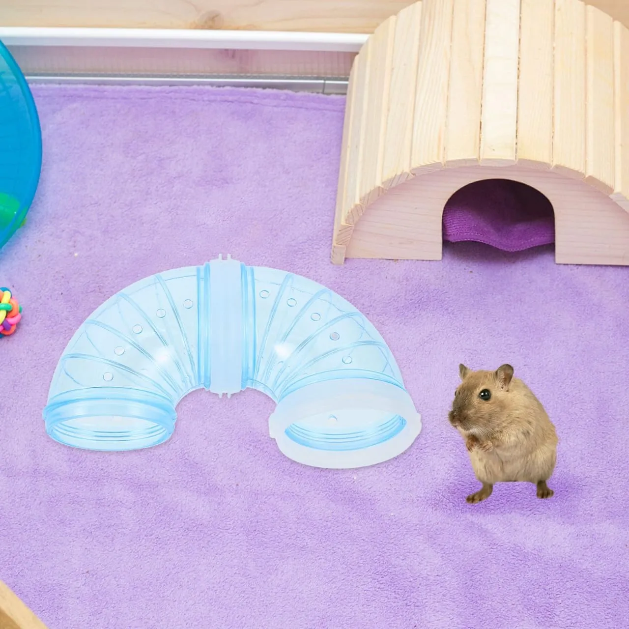 NOLITOY Hamster Tube Set, Transparent Curved Pipe Pet Cage Tunnel DIY Connection Tunnel Excercise Toy for Mouse Hamster Rat and Other Small Animals