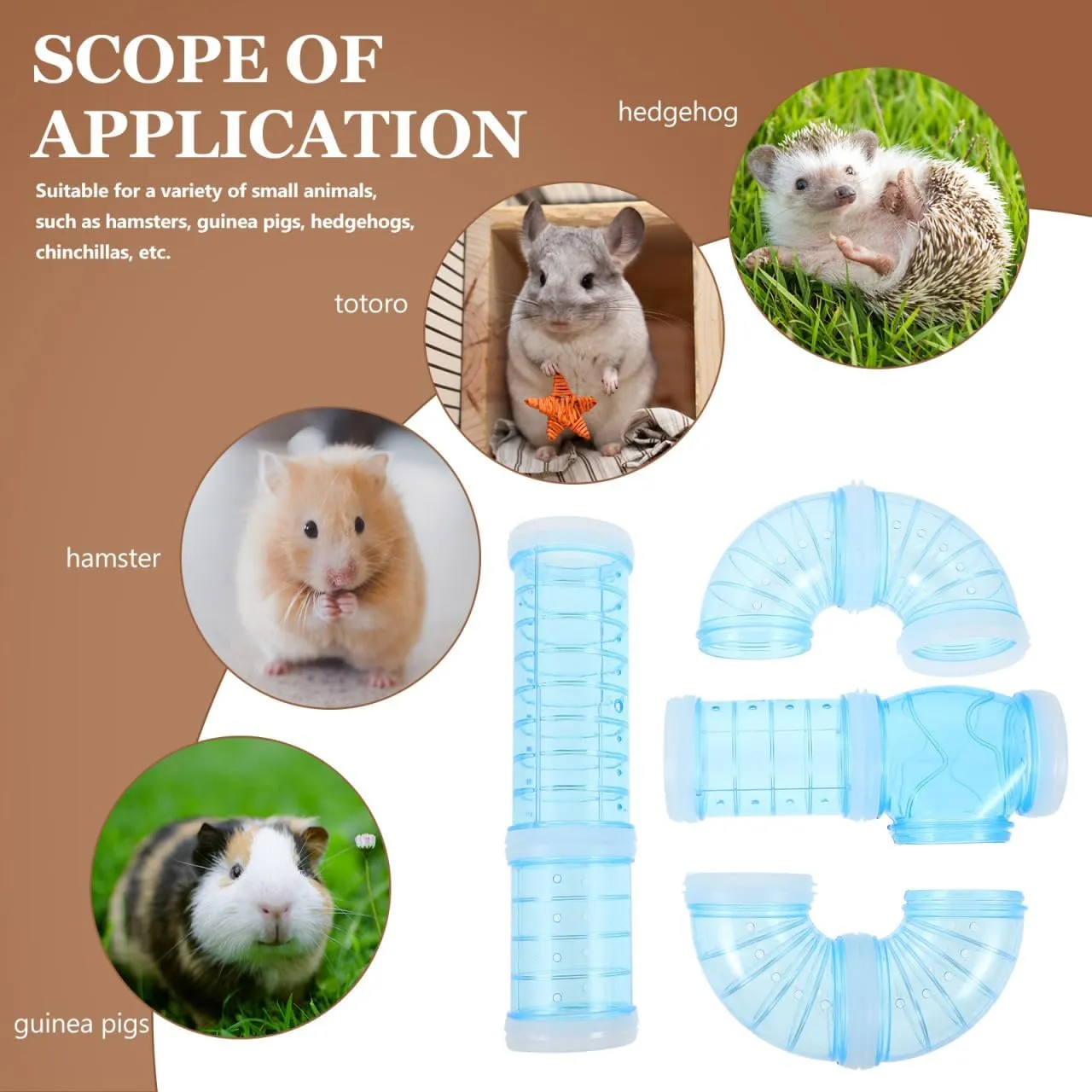 NOLITOY Hamster Tube Set, Transparent Curved Pipe Pet Cage Tunnel DIY Connection Tunnel Excercise Toy for Mouse Hamster Rat and Other Small Animals