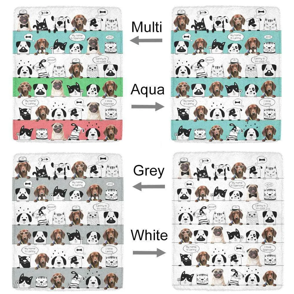 Personalized Blanket for Pets, Cats, or Dogs - 1-2 pets or photos