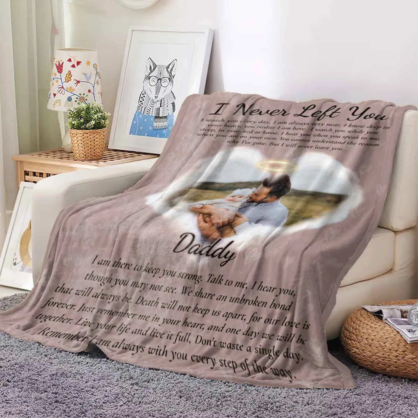 Personalized Memorial Blanket with Message - Tribute Gift for Loved Ones