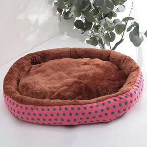 Petvit Dog & Cat Bed|Soft Plush Top Pet Bed|Oxford Cloth Polyester Filling|Medium Washable Dog Bed|Circular Cat Bed with Rise-Edge Pillow|QY039RC-M|Red & Coffee