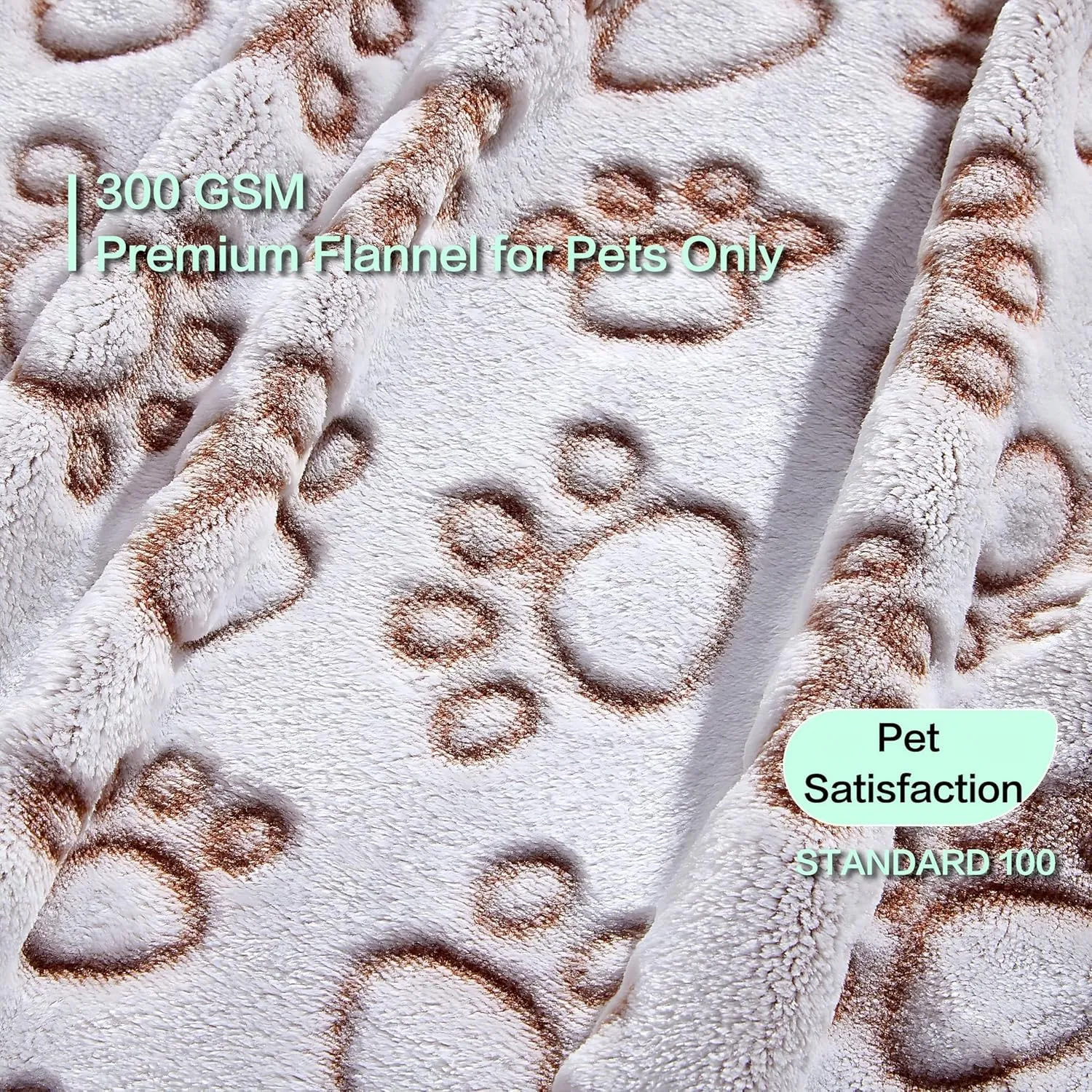 Premium Soft Dog Blanket - Brown Flannel Fleece - Paw Print - Small/Medium Dog, Puppy & Kitten