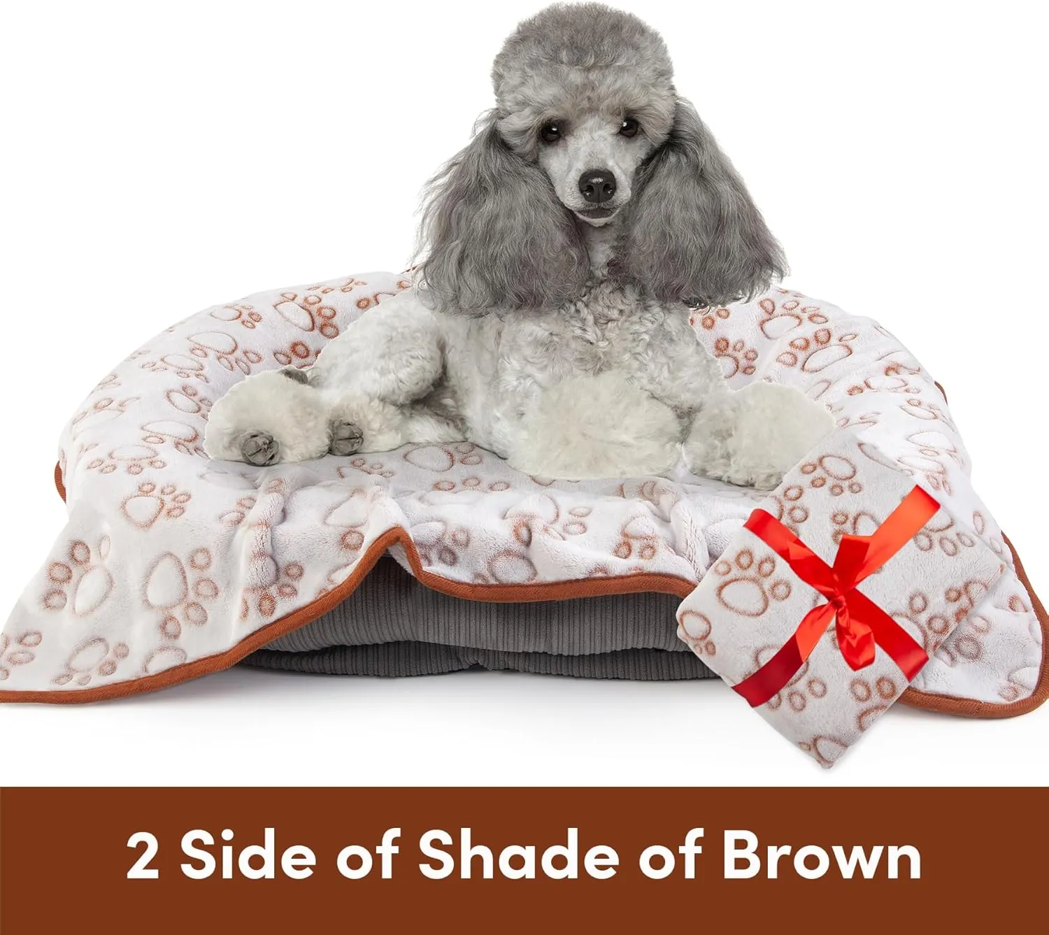 Premium Soft Dog Blanket - Brown Flannel Fleece - Paw Print - Small/Medium Dog, Puppy & Kitten
