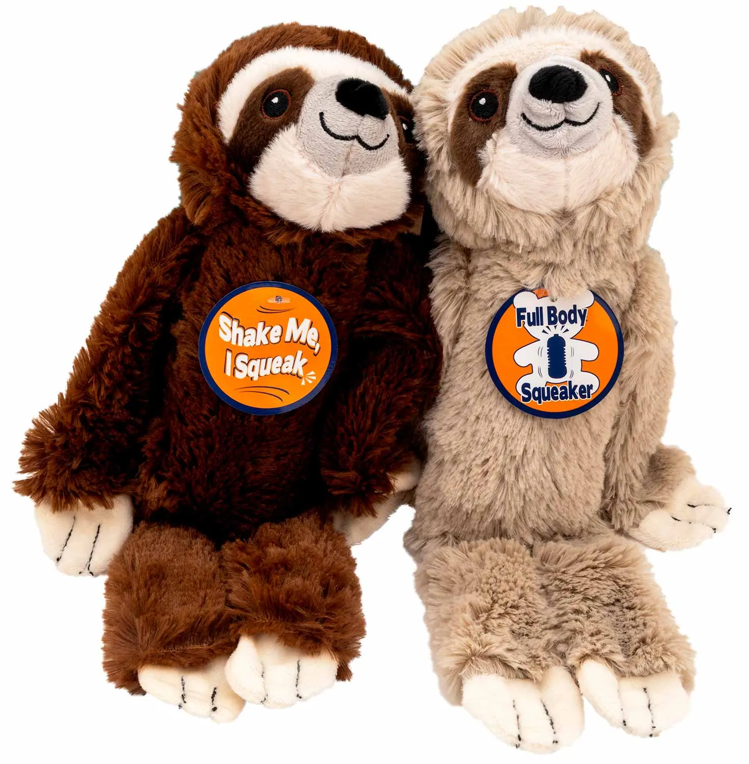 Shake & Squeak Plush Sloth Dog Toy, Assorted