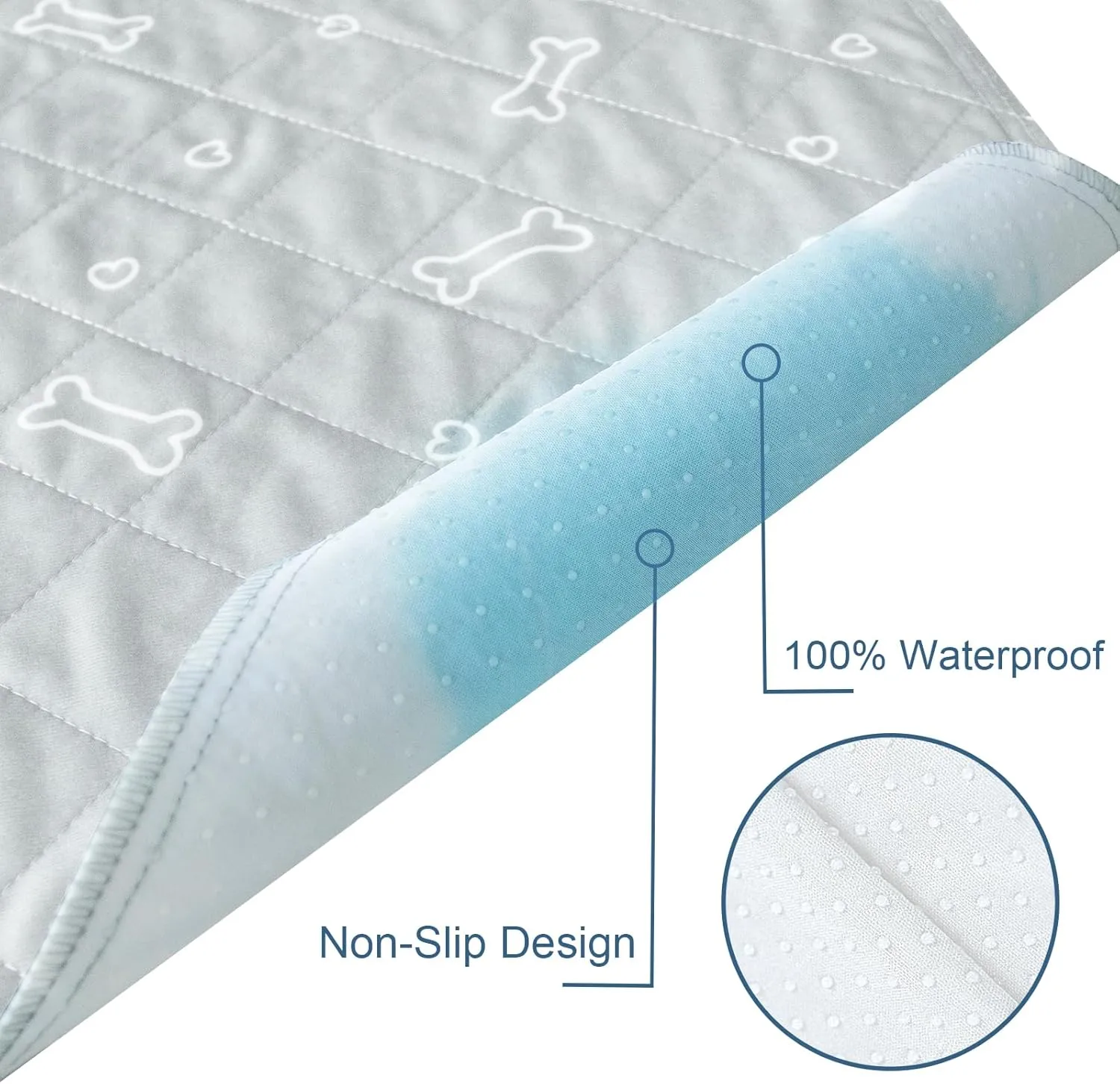 Washable Pee Pads for Dogs, 2 Pack Reusable Puppy Pads 28" x 42", Super Absorbent & Waterproof Training Mats for Potty, Crate, Kennel, Playpen, Bed & Sofa, Anti-Slip Wee Pee Pads for Dogs
