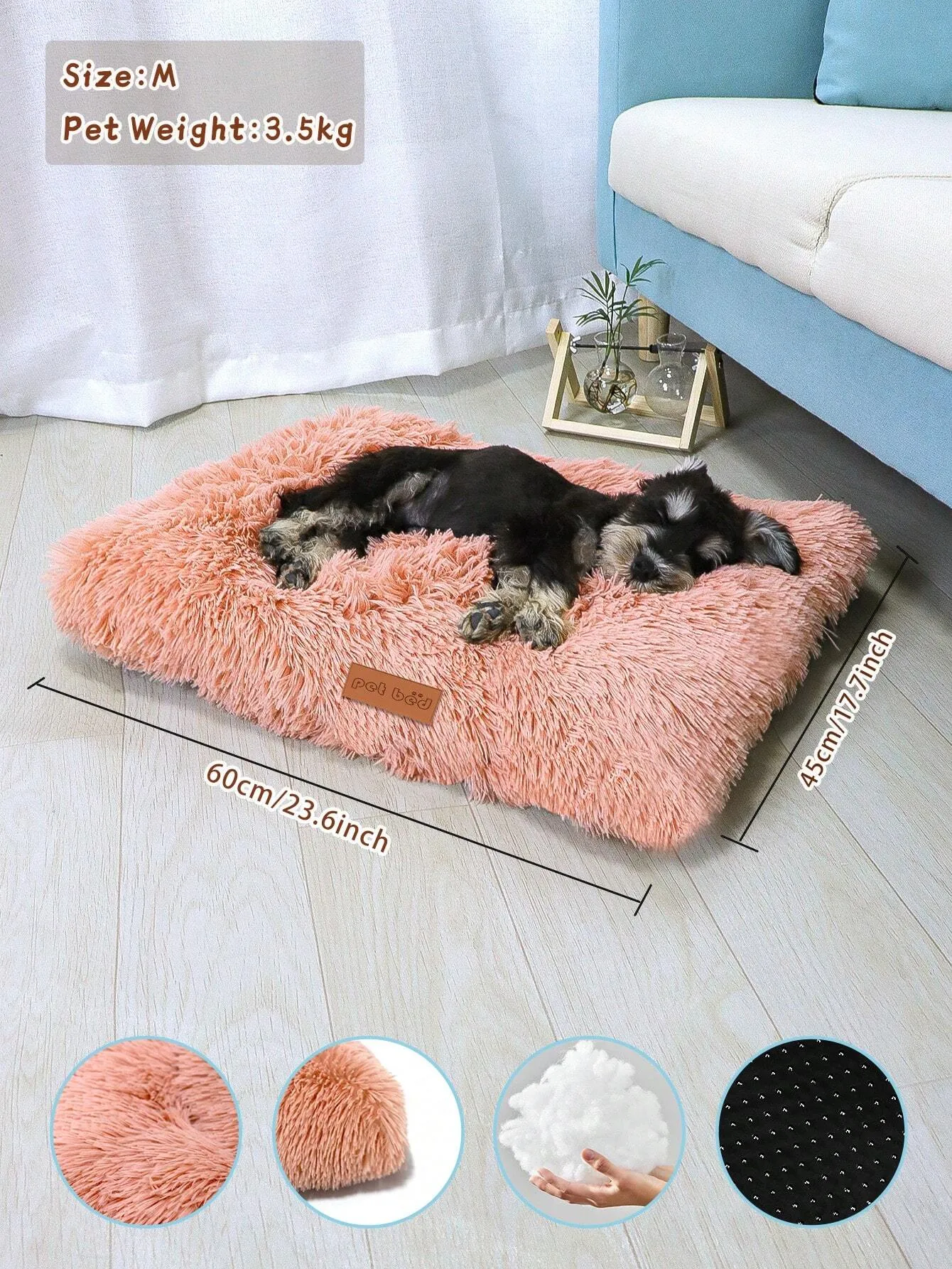 Washable Plush Pet Crate Bed For Dog Anti-Slip Pet Mat Bed