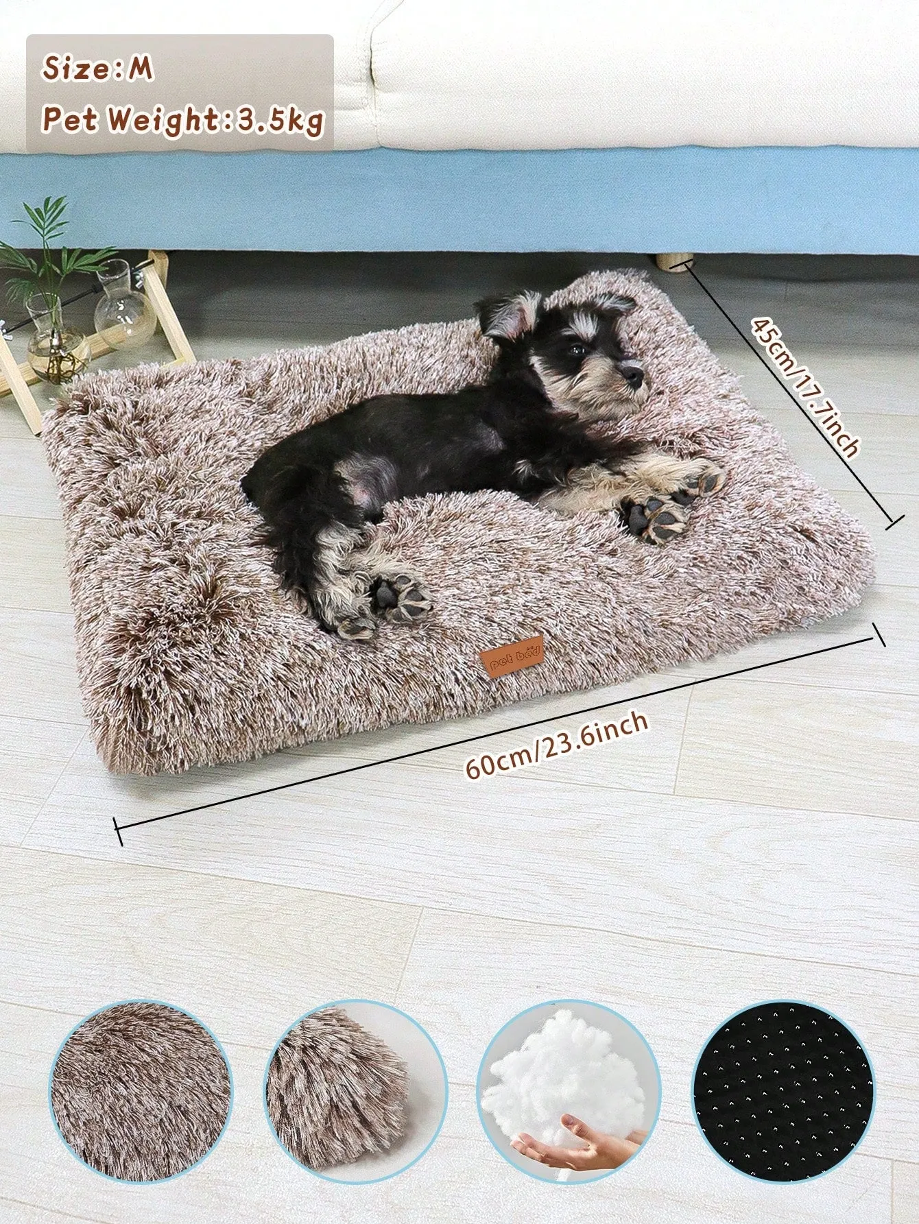 Washable Plush Pet Crate Bed For Dog Anti-Slip Pet Mat Bed