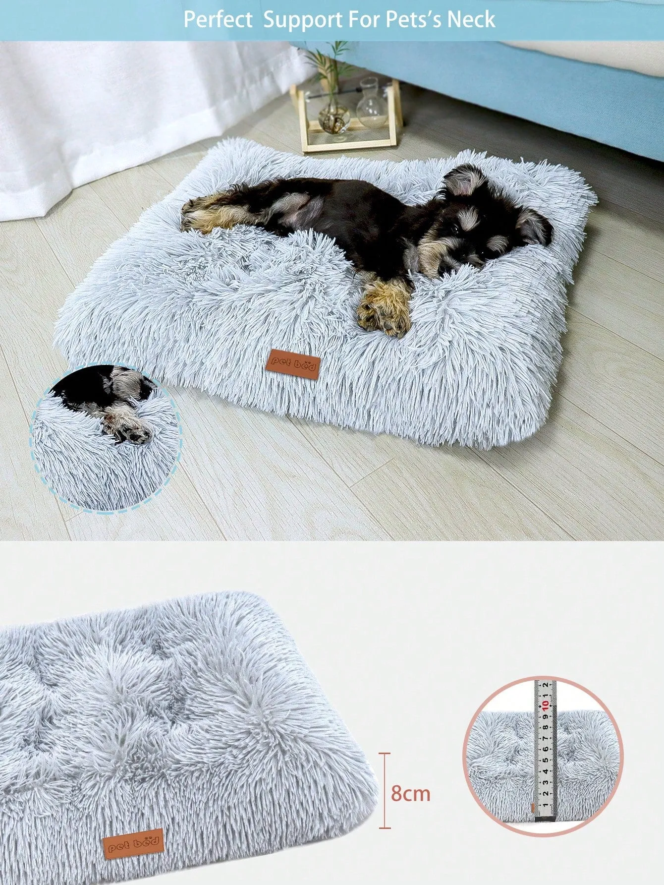 Washable Plush Pet Crate Bed For Dog Anti-Slip Pet Mat Bed