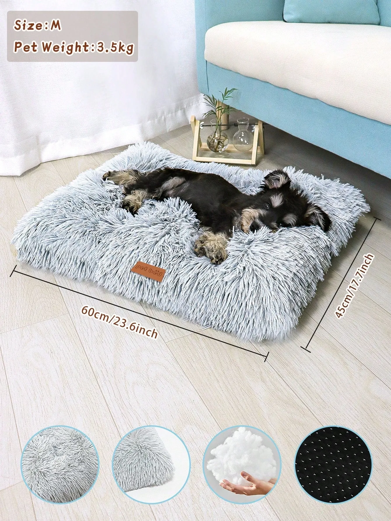 Washable Plush Pet Crate Bed For Dog Anti-Slip Pet Mat Bed