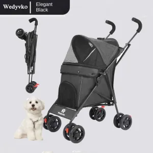 Wheel Pet Dog Stroller with Rotating Wheels &amp; Brakes