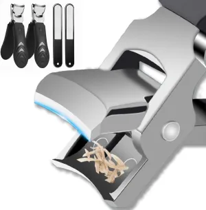 YUDANSI Heavy Duty Nail Clipper with Wide Jaw Opening, 2PC Thick Nails Toe Nail Clippers for Men Women, Sharp Curved Stainless Steel Fingernail Toenail Clippers Set, Pet Fingernail Clipper Cutters