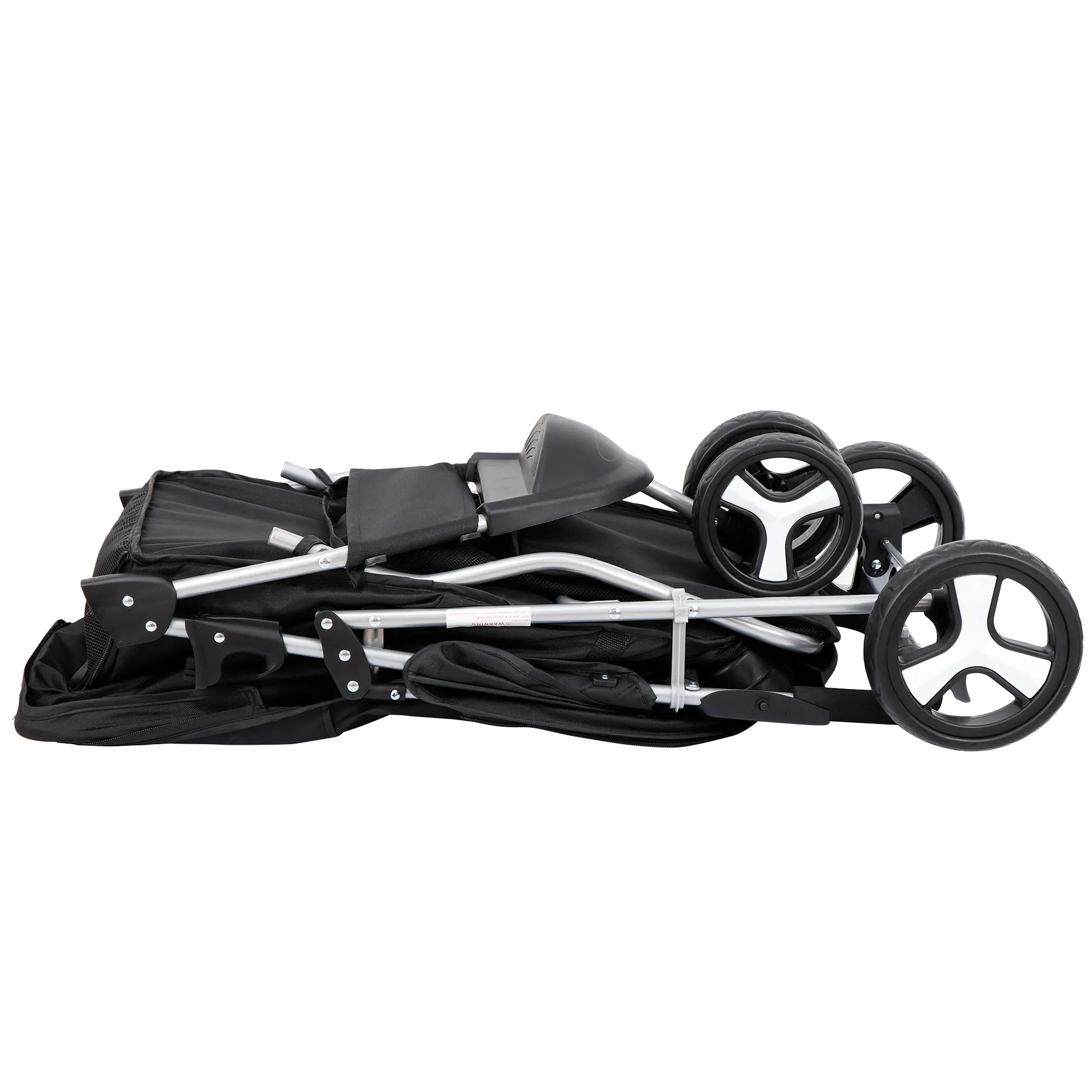 ZENY™ Foldable Pet Stroller for Cats and Dogs 3 Wheels Carrier Strolling Cart with Weather Cover, Storage Basket   Cup Holder