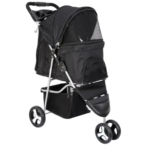 ZENY™ Foldable Pet Stroller for Cats and Dogs 3 Wheels Carrier Strolling Cart with Weather Cover, Storage Basket   Cup Holder