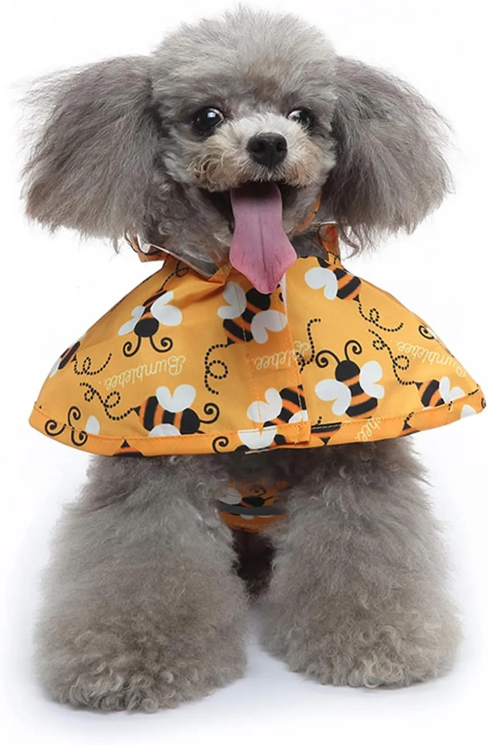 Zerodis Pet Dog Hooded Rain Coat Bee Pattern Lightweight Reflective Puppy Raincoat Raincoat Adjustable Pet Water Proof Clothes Lightweight Rain Jacket Poncho Hoodies with Strip
